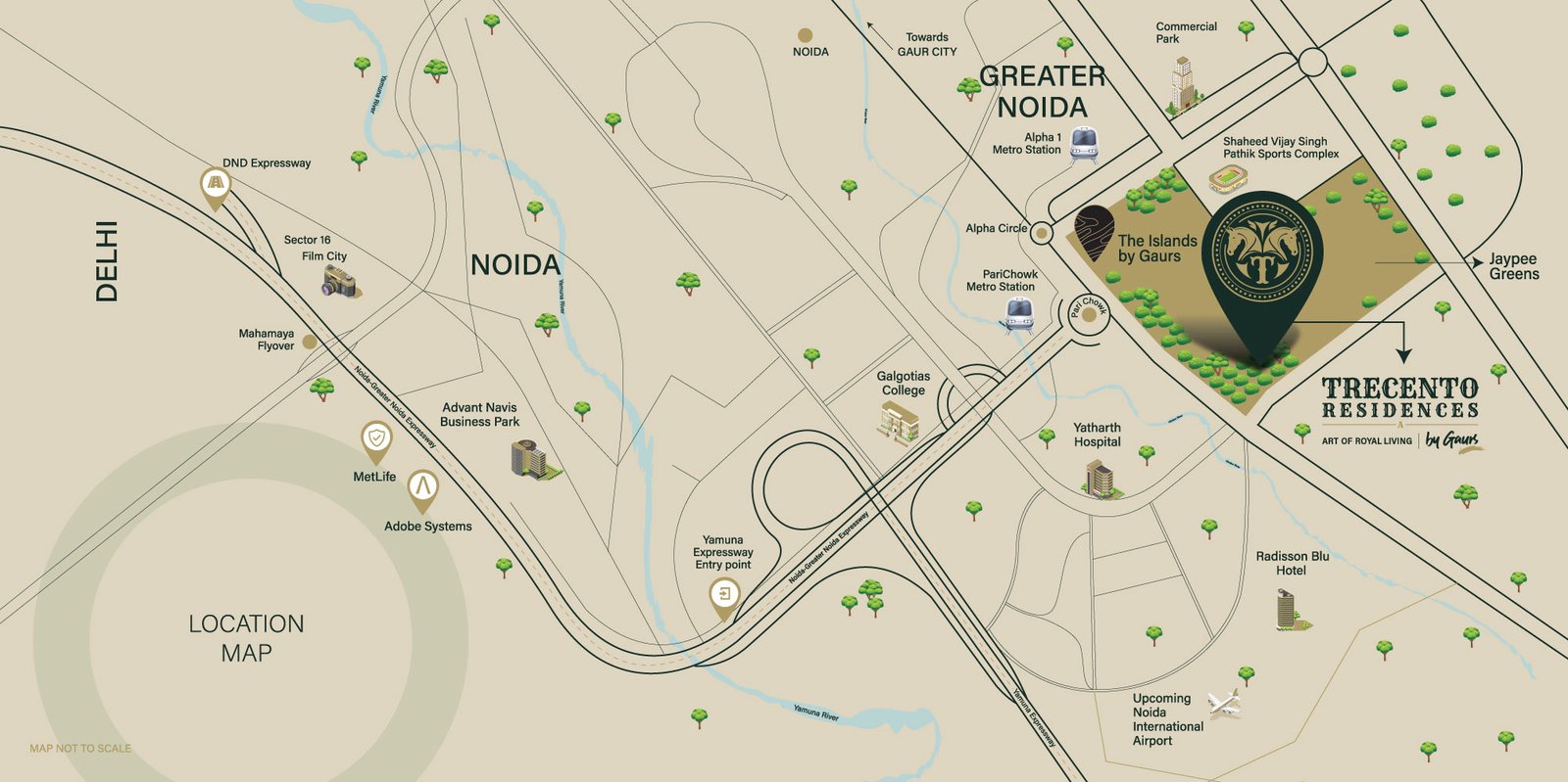 Trecento Residences by Gaurs Location Map Jaypee Greens Greater Noida